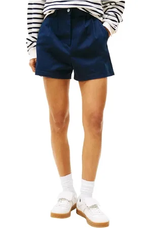 Tommy Hilfiger Shorts, Dame, Blå, W29, Bomuld, Plisserede Claire Shorts til Kvinder