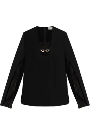 Tory Burch Top, Dame, Sort, XS, Bomuld, Langærmet top med slids