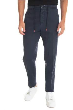 Kiton Bukser, Herre, Blå, W34, Bomuld, Stålknap Jogger Bukser