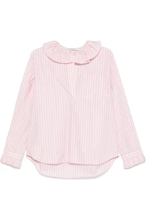 Serafini Bluser & Skjorter, Dame, Lyserød, XS, Bomuld, Ruffle Collar Skjorte