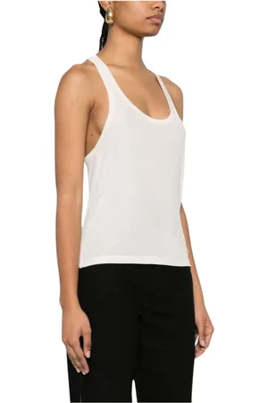 Tom Ford Top, Dame, Hvid, S, Lustrous Micro-Rib Jersey Racerback Tank TOP
