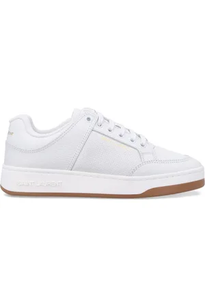 Saint Laurent Sko, Dame, Hvid, 38 EU, Læder, Hvide Perforerede Lædersneakers