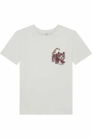 Paul Smith Top, Dame, , M, Bomuld, Mauve Tiger Cat Print T-shirt