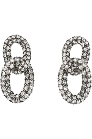 Isabel Marant Tilbehør, Dame, Grå, ONE SIZE, Double Hoop Krystal Øreringe