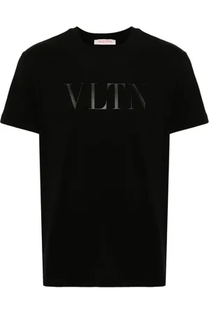 VALENTINO GARAVANI Top, Herre, Sort, M, Bomuld, Logo Print Crew Neck T-shirt