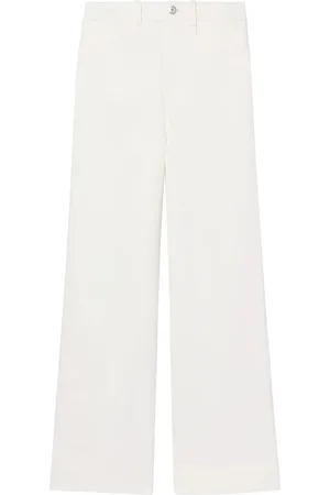 Proenza Schouler Bukser, Dame, Hvid, M, Bomuld, Hvide, brede bomuldsculottebukser
