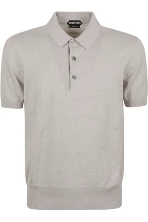 Tom Ford Top, Herre, Grå, L, Bomuld, Ren bomulds kortærmet poloshirt