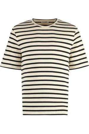 Jil Sander Top, Herre, , M, Bomuld, Ribstrikket Bomulds T-shirt med Rund Hals