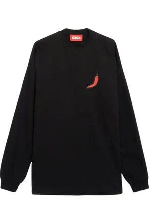 032c Top, Herre, Sort, M, Oversized langærmet frugttrøje i sort