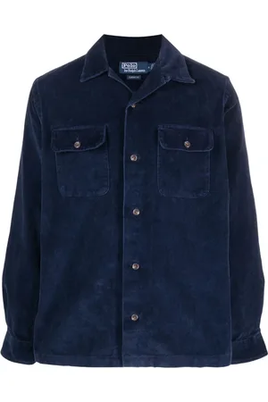 Ralph Lauren Skjorte, Herre, Blå, XL, Bomuld, Fløjlsblød Langærmet Skjorte med Knapper