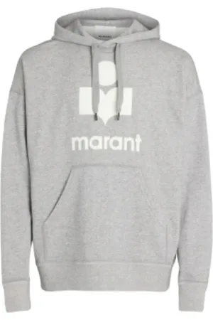 Isabel Marant Sweathshirts & Hoodies, Herre, Grå, S, Bomuld, Logo Hættetrøje med Kængurulomme