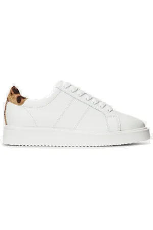 Ralph Lauren Sko, Dame, Hvid, 38 EU, Læder, Hvide Angelina Sneakers med Leopardprint