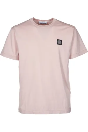 Stone Island Top, Herre, Lyserød, L, Bomuld, Jersey Bomulds T-shirt med Logo Patch