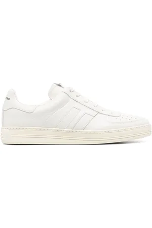 Tom Ford Sko, Herre, , 40 EU, Læder, Cremefarvede Læder Sneakers