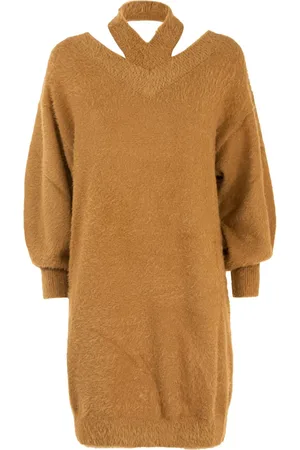 Pinko Kjole, Dame, , M, Uld, Strikket Hverdags Kjole med Teddy Pels Krave