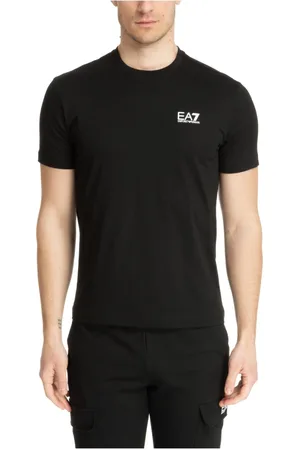 EA7 Top, Herre, Sort, L, Bomuld, Kerne Logo T-shirt Enkel Mønster