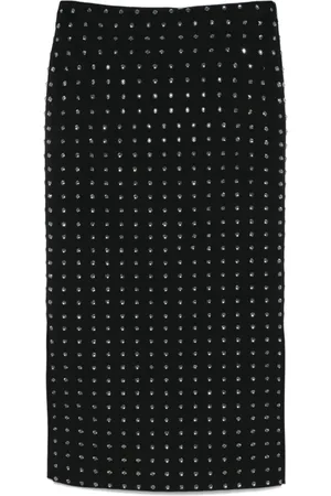 Sportmax Nederdel, Dame, Sort, M, Polyester, Sort Glitrende Nederdel