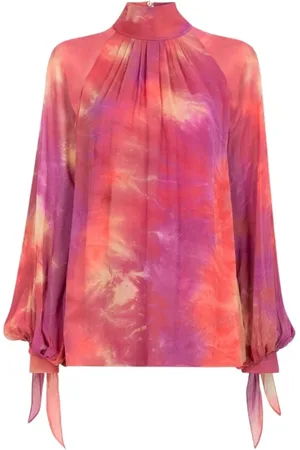 Roberto Cavalli Bluser & Skjorter, Dame, Lyserød, XS, Tie-Dye Top med Mock Neck