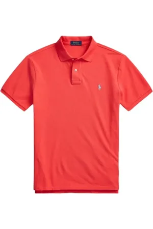 Ralph Lauren Top, Herre, Rød, M, Bomuld, Slim Fit Kortærmet Polo