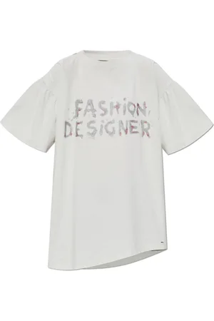 Balenciaga Top, Dame, Grå, M, Bomuld, T-shirt med mønster