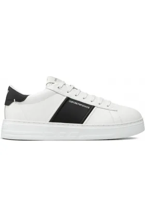 Emporio Armani Sko, Herre, Hvid, 42 EU, Læder, Hvide Sneakers med Logo Branding