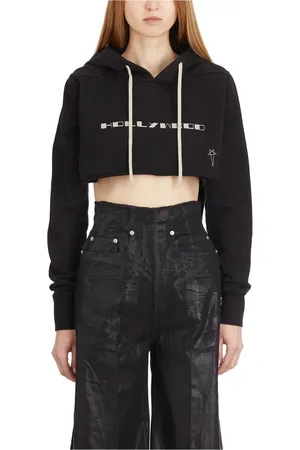 Rick Owens Sweathshirts & Hoodies, Dame, Sort, S, Sort Pearl Cropped Hoodie