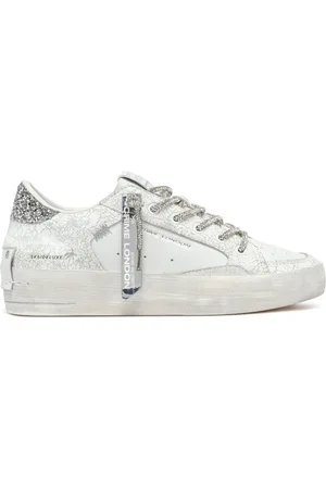 Crime london Sko, Dame, Hvid, 36 EU, Læder, Hvide Lædersneakers med Vintage Sål