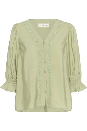 Cream Bluser & Skjorter, Dame, Grøn, XL, Te Bluse med V-hals og ¾ ærmer