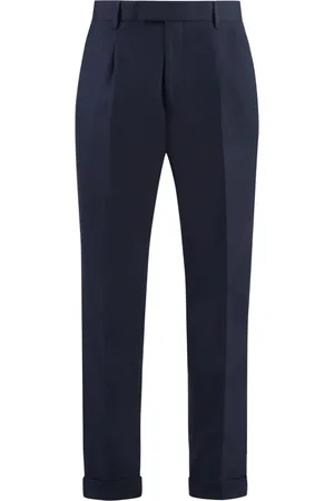 HUGO BOSS Bukser, Herre, Blå, 2XL, Uld, Uldbukser med opsmøg