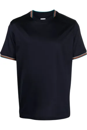 Paul Smith Top, Herre, Blå, M, Bomuld, Stribet detalje bomulds T-shirt