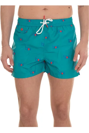 Kiton Badetøj, Herre, Flerfarvet, M, Polyester, Logo Boardshorts med elastisk talje
