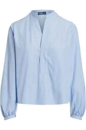 Ralph Lauren Bluser & Skjorter, Dame, Blå, M, Bomuld, Klassisk bomuldspoplinbluse