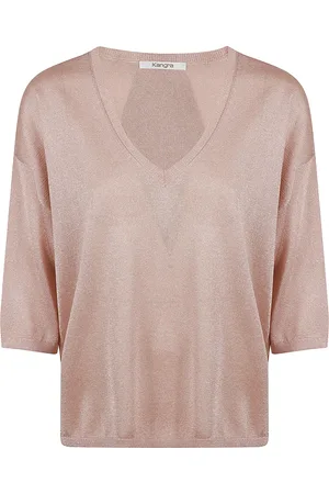KANGRA CASHMERE Strik, Dame, Lyserød, L, Metal Fiber Sweater Pulver Sammensætning