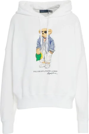 Ralph Lauren Sweathshirts & Hoodies, Dame, Hvid, S, Uld, Stilfuld Hættetrøje med Print