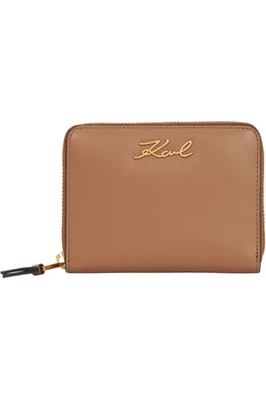 Karl Lagerfeld Tilbehør, Dame, Brun, ONE SIZE, Uld, Signature Medium Zip-Around Wallet