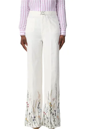 Ralph Lauren Bukser, Dame, Hvid, XL, Bomuld, Wide Bukser
