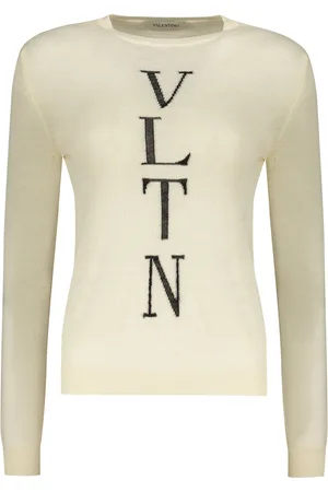 VALENTINO GARAVANI Strik, Dame, , S, Uld, Ribstrikket uldsweater med logo foran