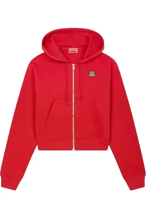 Kenzo Sweathshirts & Hoodies, Dame, Rød, S, Bomuld, Rød Lucky Tiger Zip Hoodie