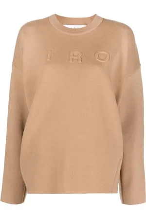 IRO Strik, Dame, Brun, L, Uld, Uldpullover med logo