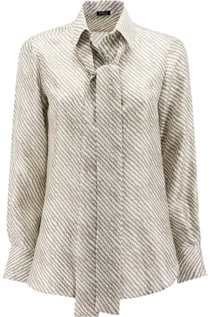 Kiton Bluser & Skjorter, Dame, , S, Silke Printet Bluse med Maskulin-Feminin Design