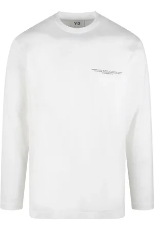 Y-3 Top, Herre, Hvid, S, Bomuld, Logo Langærmet Bomulds T-shirt