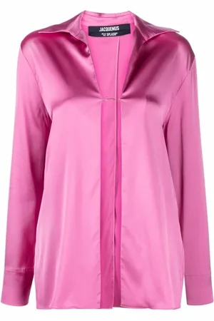 Jacquemus Bluser & Skjorter, Dame, Lyserød, 2XS, Uld, La chemise Notte logo-plaque shirt