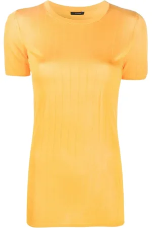 Joseph Top, Dame, Gul, XL, Uld, 0742 Poll Shinny Ribbed Slim-Fit T-Shirt