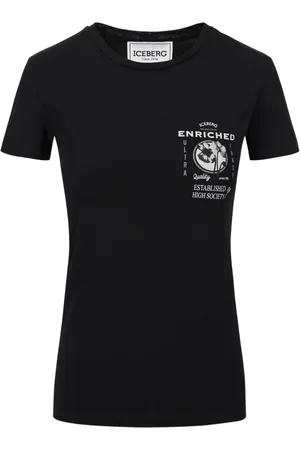 Iceberg Top, Dame, Sort, M, Bomuld, Sort baggrund stræk bomuld jersey t-shirt