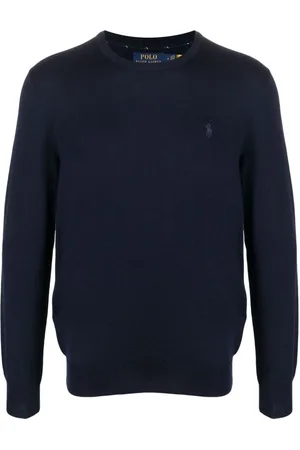 Ralph Lauren Strik, Herre, Blå, XL, Uld, Langærmet Pullover