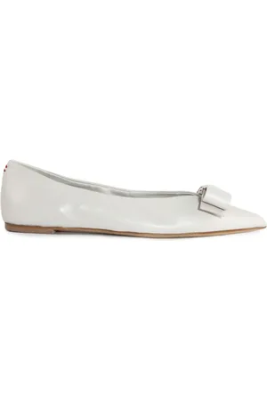 HALMANERA Sko, Dame, Hvid, 39 EU, Læder, Hvide Læder Ballet Flats Spids Design