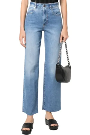 Pinko Jeans, Dame, Blå, W27, Denim, High-Waisted Wide Leg Denim Jeans