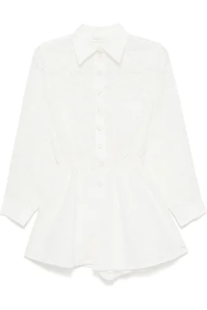 ZIMMERMANN Kjole, Dame, Hvid, S, Linned, Hvid Blonde Hjertebroderet Jumpsuit