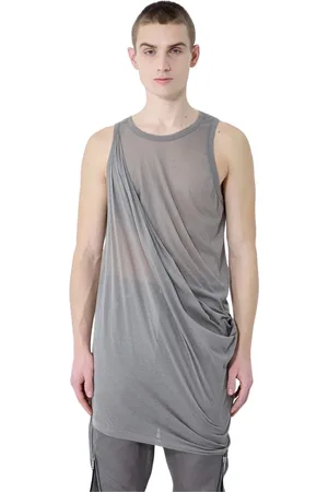 Rick Owens Top, Herre, Grå, L, Bomuld, Flowy Draped Tank Top