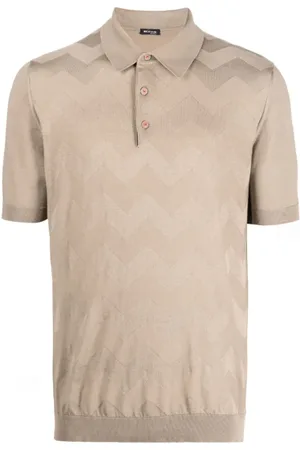 Kiton Top, Herre, , M, Bomuld, Wave Print Polo Shirt